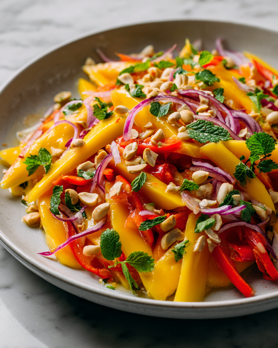 Refreshing Zesty Thai Mango Salad With Crunchy Peanuts Summer Vibes